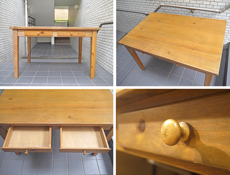 味わい深いアンティーク加工の家具～ アンファン ダイニングテーブル 