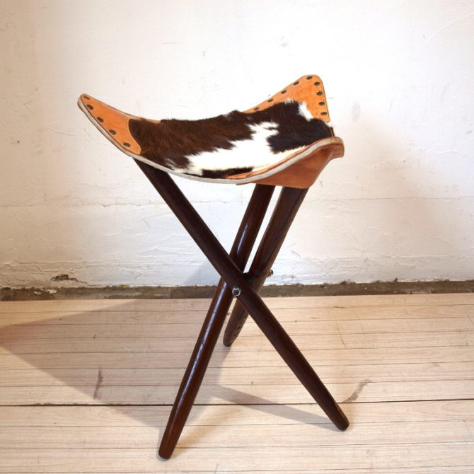 ハンティングチェア Hunting chair スツール 木製 三本脚 ハラコ