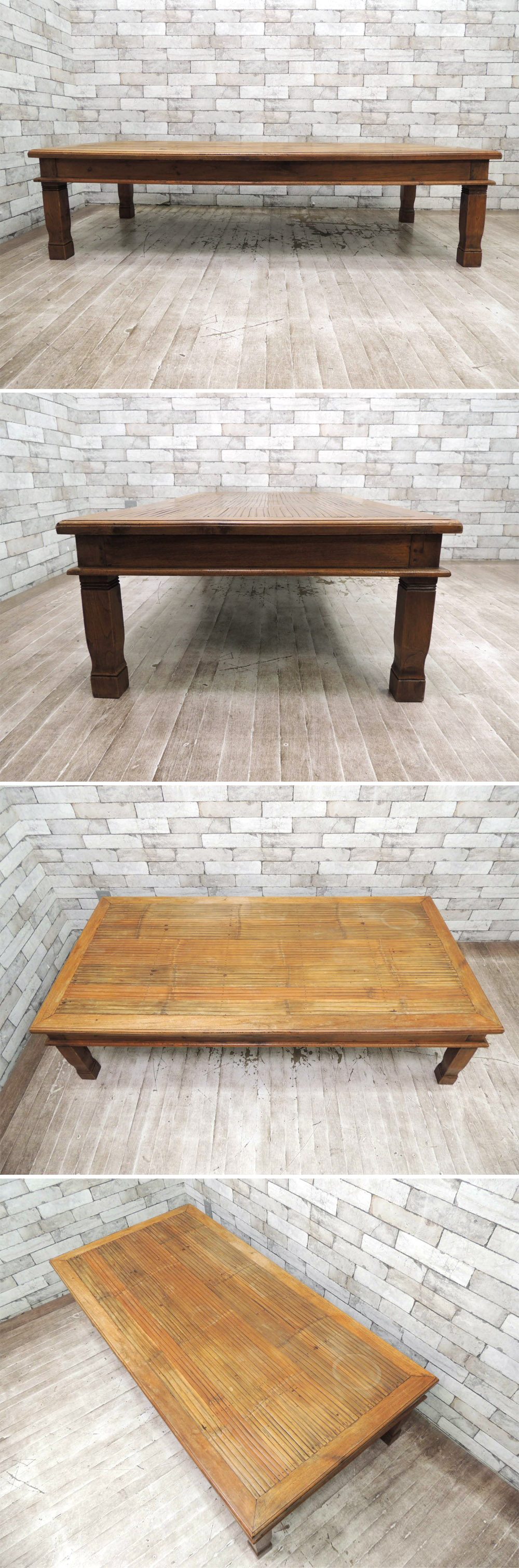 アジアン家具 無垢材xバンブー ローテーブル センターテーブル
