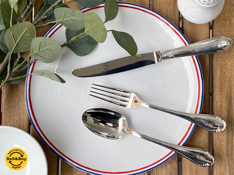 クリストフル Christofle ポンパドール Pompadour カトラリー スプーン フォーク ナイフ 銀食器 ～テーブル上の、くすむ