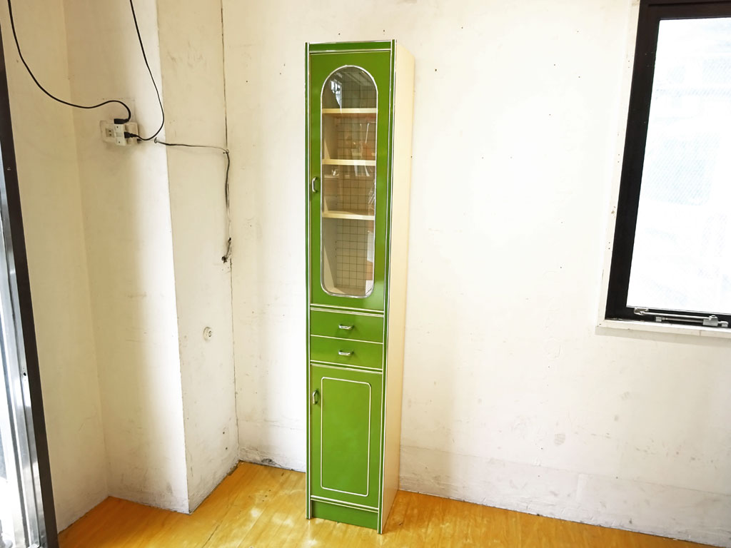 レトロポップ 食器棚 ジャパンビンテージ スリム カップボード アーチ