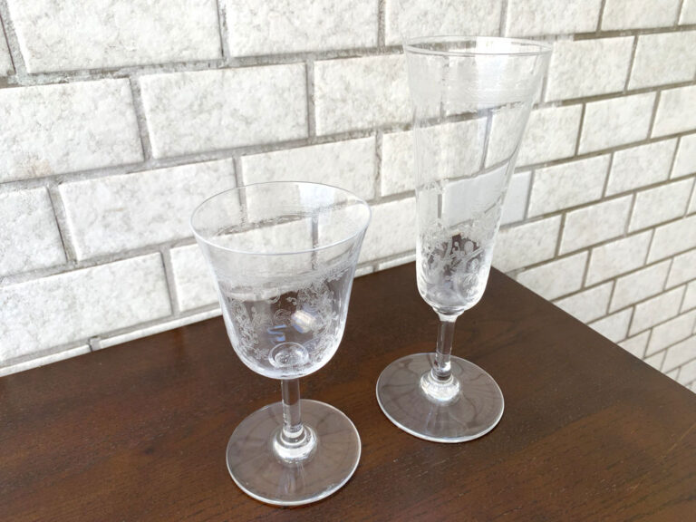 バカラ Baccarat ラファイエット La Fayette シャンパンフルート グラス ＆ ワイングラス エッチング クリスタルガラス