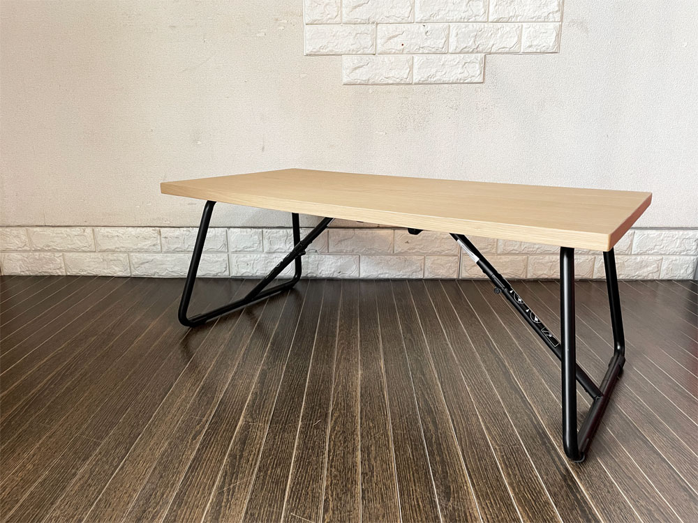 無印良品 MUJI 折りたたみローテーブル オーク材 × スチール脚 W90cm
