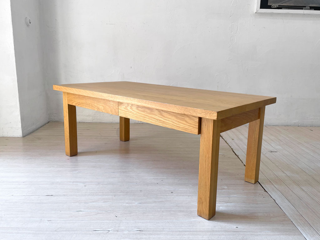 無印良品 MUJI 木製ローテーブル オーク無垢材 ナチュラル 抽斗2杯 W90