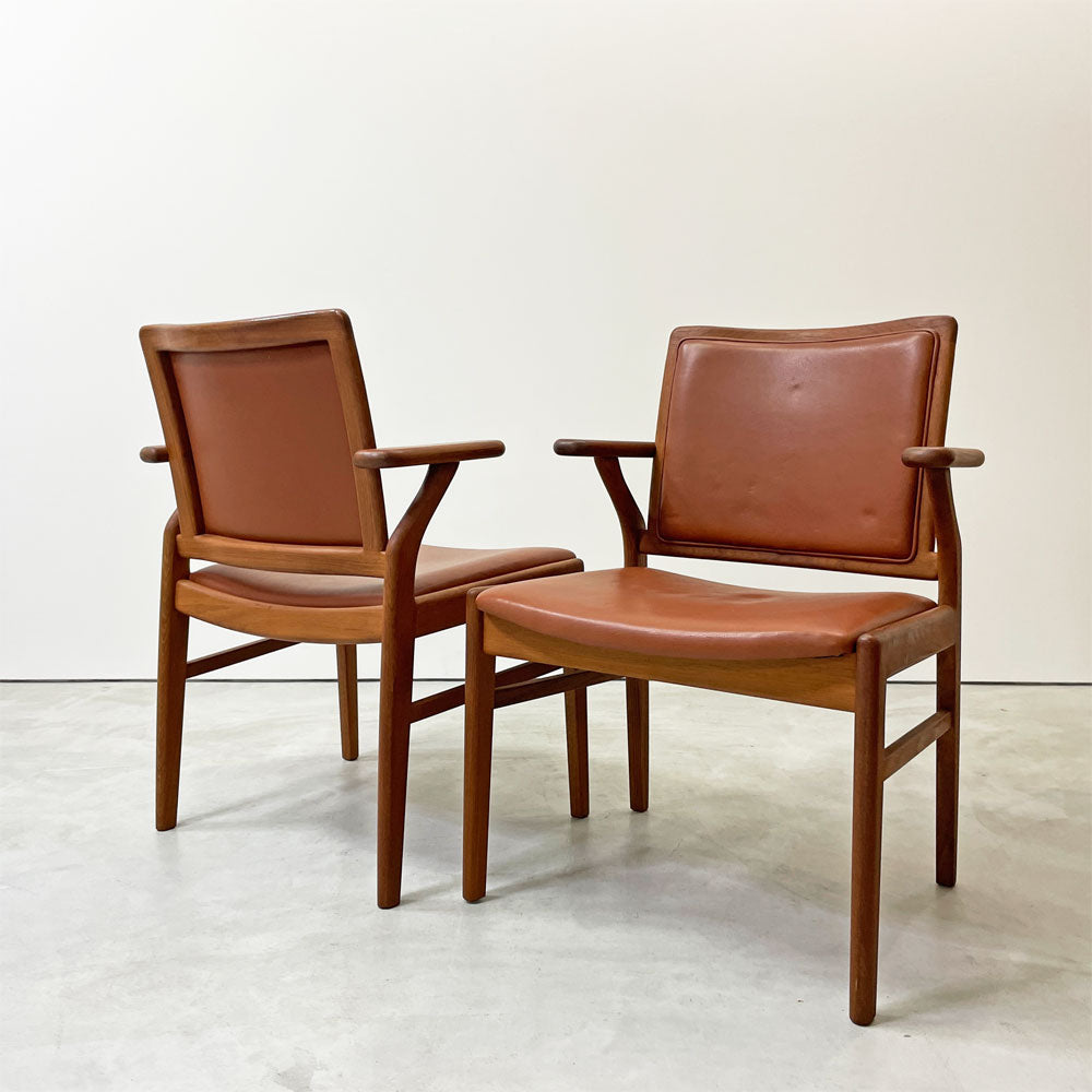 【祖師ヶ谷大蔵店】ジャパンビンテージ Japan vintage チーク材 ハーフアームチェア レザーシート ブラウン 2脚 買取させていただきました。