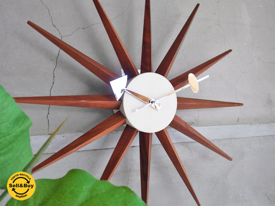 ヴィトラ Vitra サンバースト Sunburst Clock 壁掛け時計 ウォールクロック  ジョージネルソン George Nelsonウォールナット  ～時計の概念を覆したデザイン～ 【 買取と販売とレンタルのお店 】