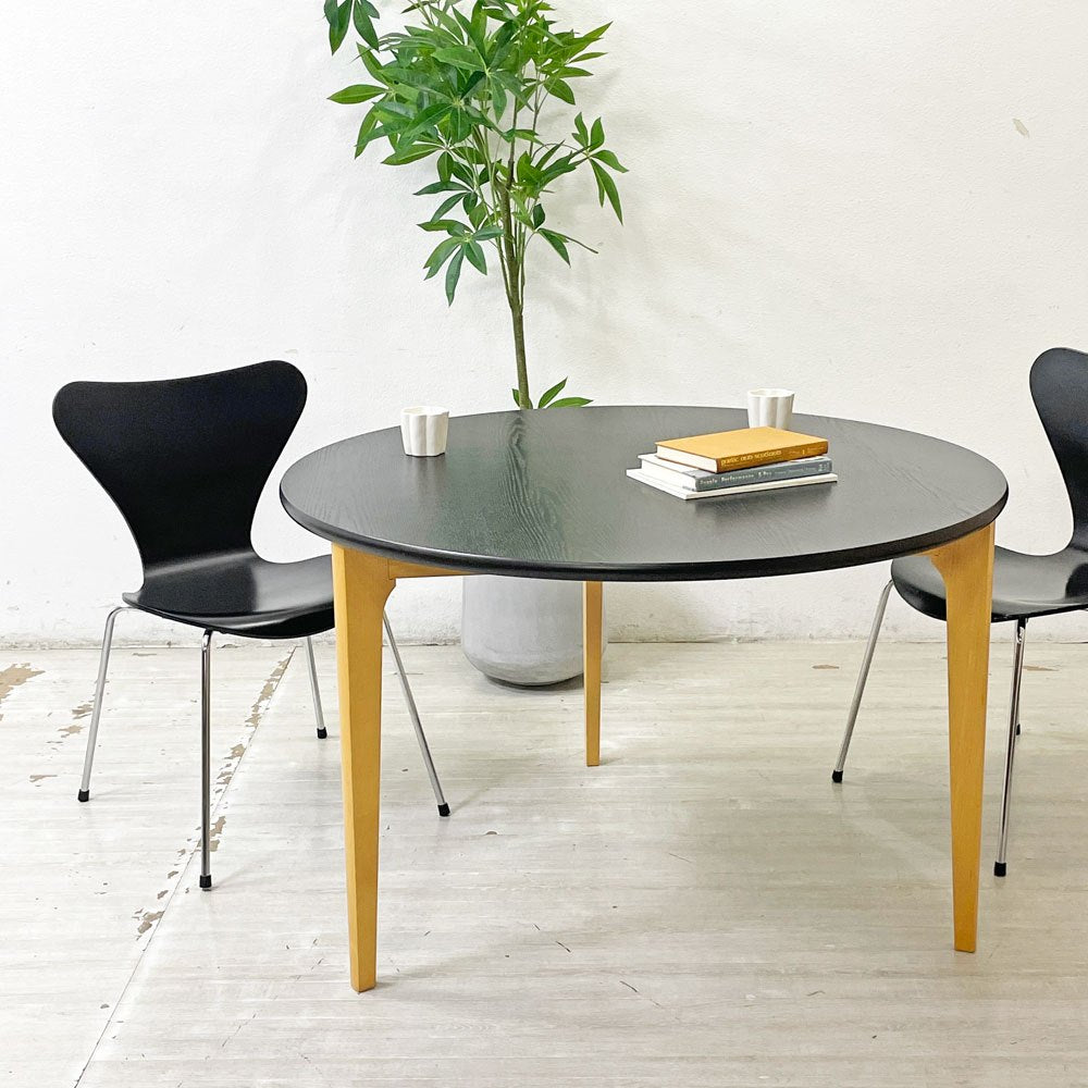 【祖師ヶ谷大蔵店】イデー IDEE ダイニングテーブル ブラック DINING TABLE BLACK ラウンド タモ材天板 3本脚 長大作 φ110cm 買取させていただきました。