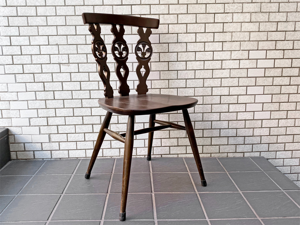 アーコール Ercol ビンテージ ダイニングチェア シスルバック ホイールバック エルム材 UKビンテージ 英国 アンティーク 　中古品 買い取りしました。
