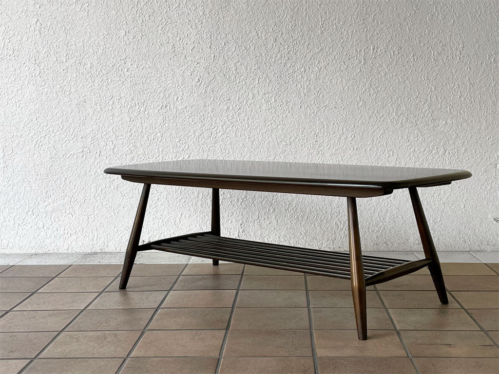 アーコール Ercol ビンテージ ローテーブル センターテーブル エルム材 ブラウン UK 英国家具 イギリス 中古品 買い取りしました。