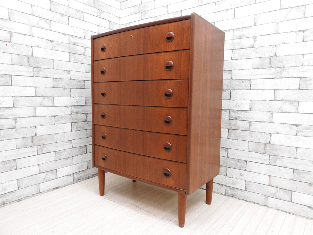 北欧ビンテージ Scandinabian vintage チーク材 ハイチェスト キャビネット 6ドロワー ワックス仕上げ 北欧家具 中古品 買い取りしました。