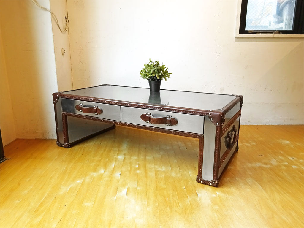 ハロ HALO スラブ SLAB スモール コーヒーテーブル ブラッシュドスチール 牛革 クロコ型押し 中古品 買い取りしました。