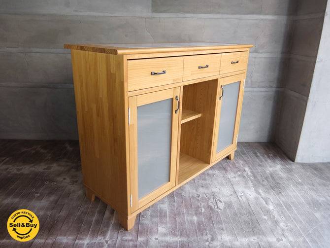 モモナチュラル MOMO natural ランド LAND キッチンカウンター 片面 ～タイルトップが愛らしいキッチンカウンター～ 【 買取と販売とレンタルのお店 】