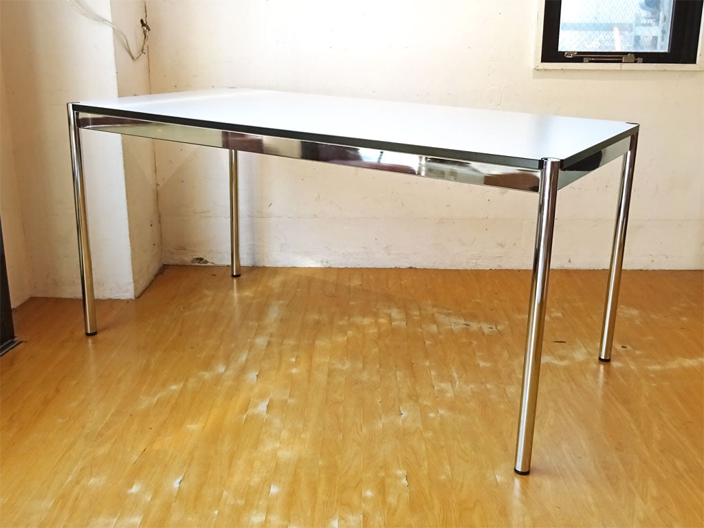 ハラーシステム USM Haller ハラーテーブル カンファレンス ワーキングテーブル ダイニングテーブル 幅150cm アジャスター 高さ調整機能付き ホワイト 中古品 買い取りしました。