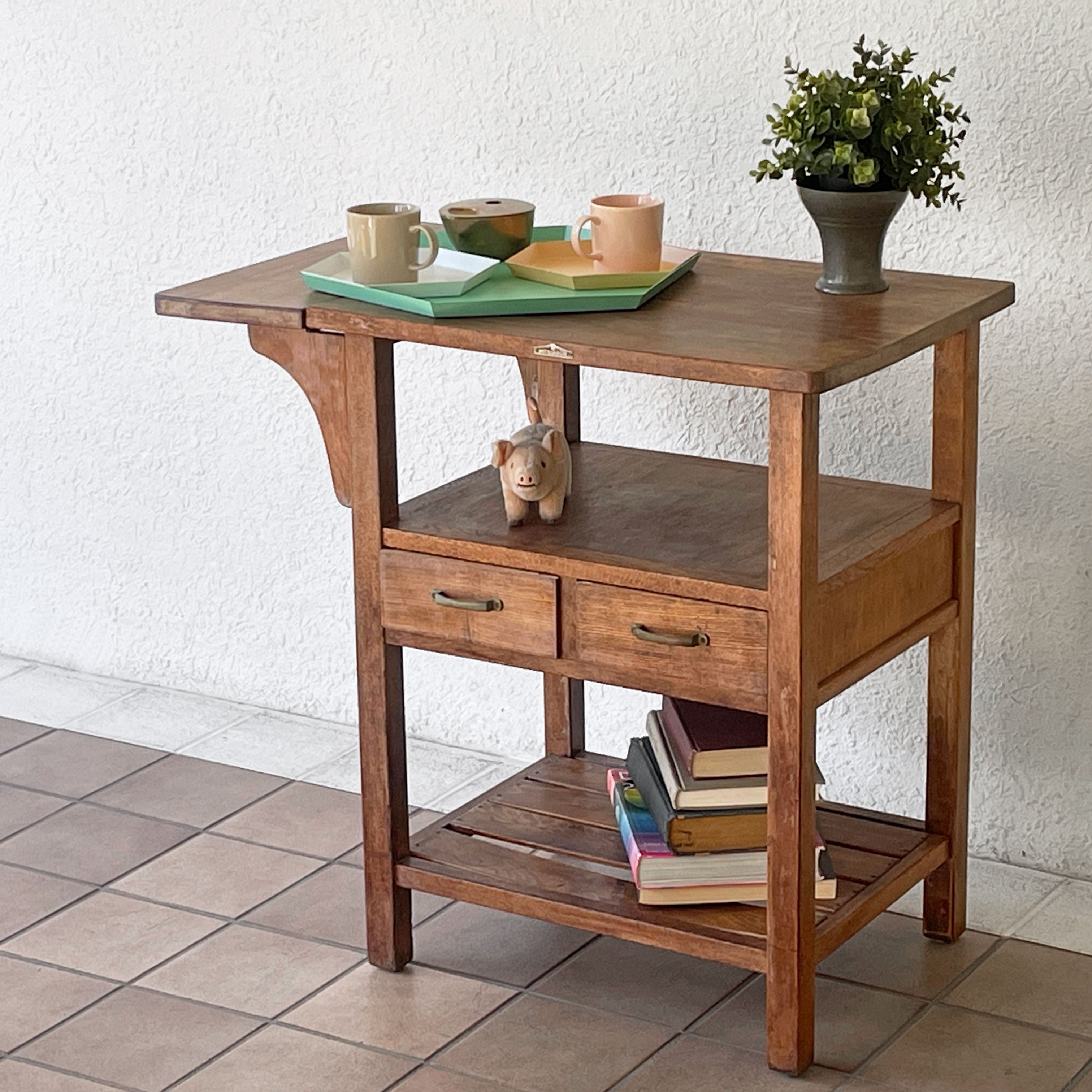 三越 MITSUKOSHI キッチンテーブル 片バタ 抽斗2杯 ジャパンビンテージ～時を超えて愛されるジャパンビンテージの風格～