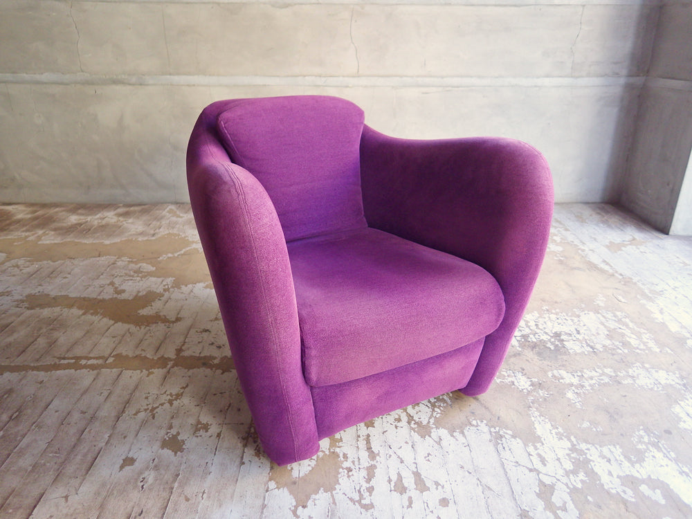 イデー IDEE ミニミラーアームチェア MINI MILLER ARM CHAIR パーソナルチェア シングルソファ パイル地調 パープル  中古品 買い取りしました。