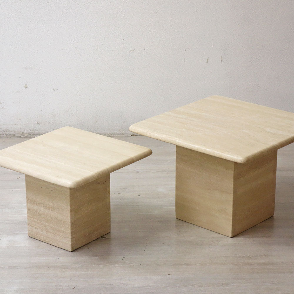 【祖師ヶ谷大蔵店】ビンテージ トラバーチン Travertine 大理石 マーブルストーン サイドテーブル Side table イタリア製 買取させていただきました。