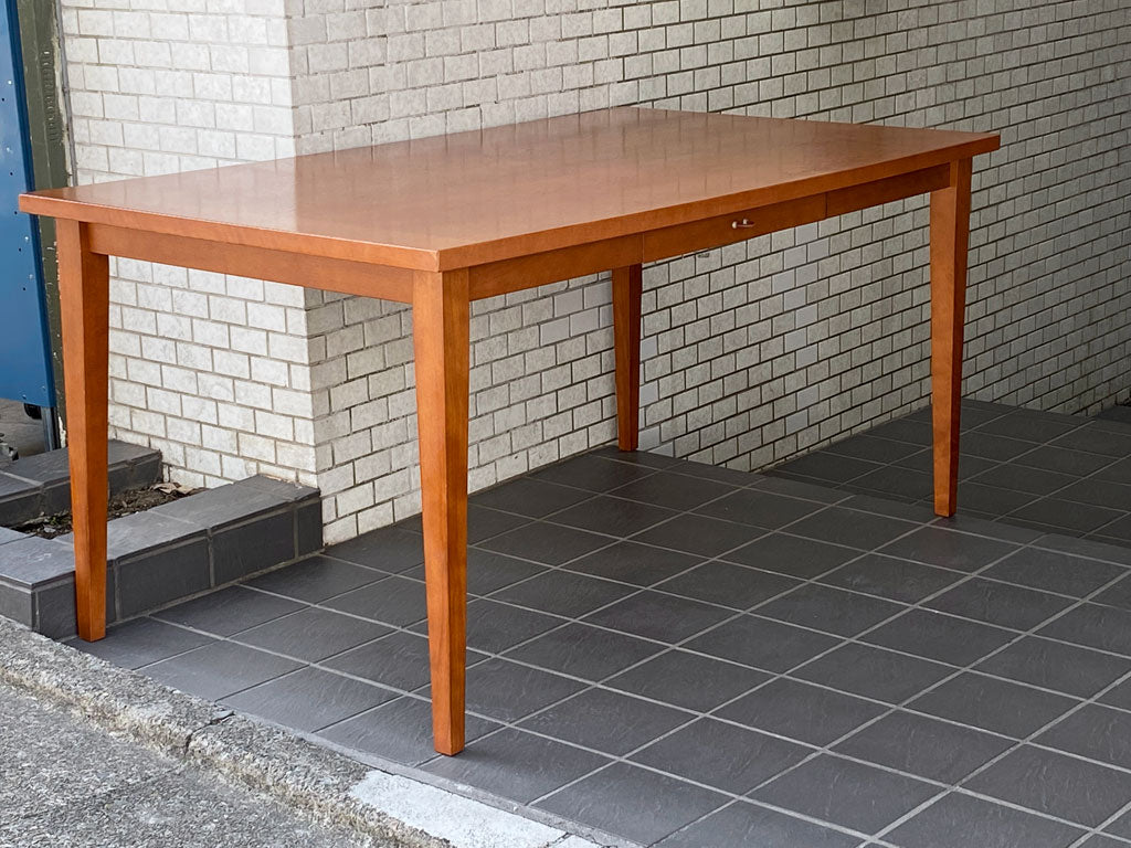 チェリー材 ダイニングテーブル 抽斗2杯 W150cm シンプルモダン IDC大塚家具取扱 中古品 買い取りしました。