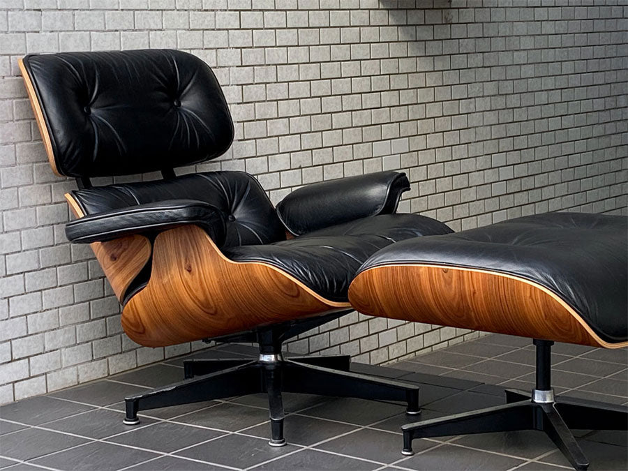 ハーマンミラー Herman Miller イームズラウンジチェア&オットマン ブラックレザー × サントスパリサンダー C&R イームズ ミッドセンチュリー 中古品 買い取りしました。