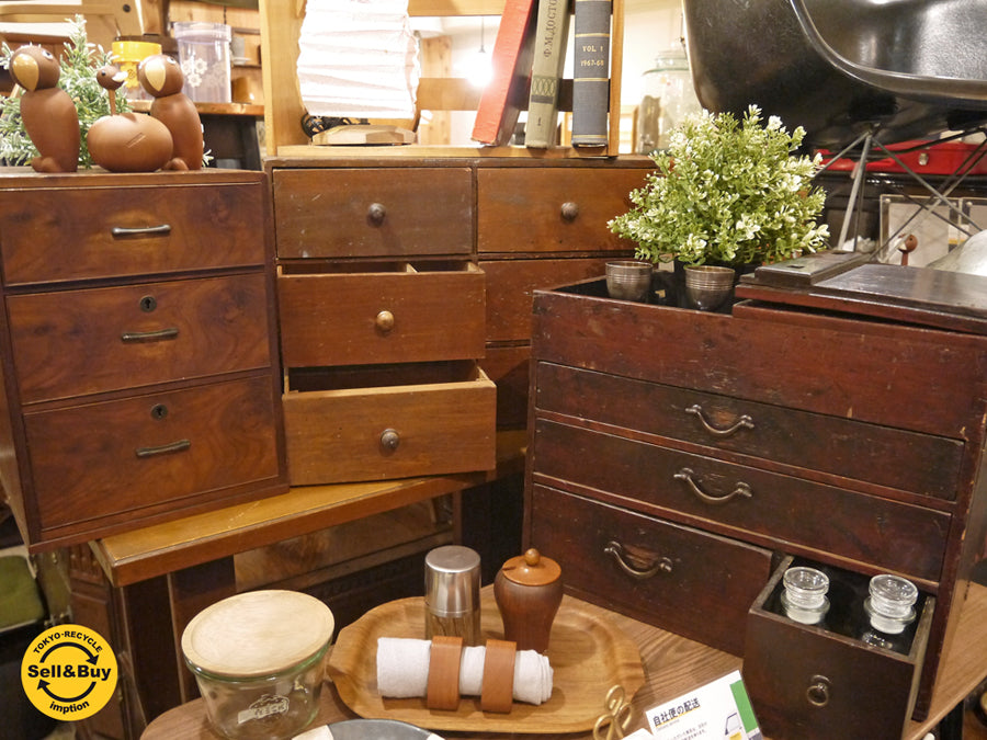 ジャパンビンテージ 木味 小引き出し ミニチェスト レトロ 古家具 ～昭和の家具をお部屋の片隅にそっとおひとつ。～ 【 買取と販売とレンタルのお店 】