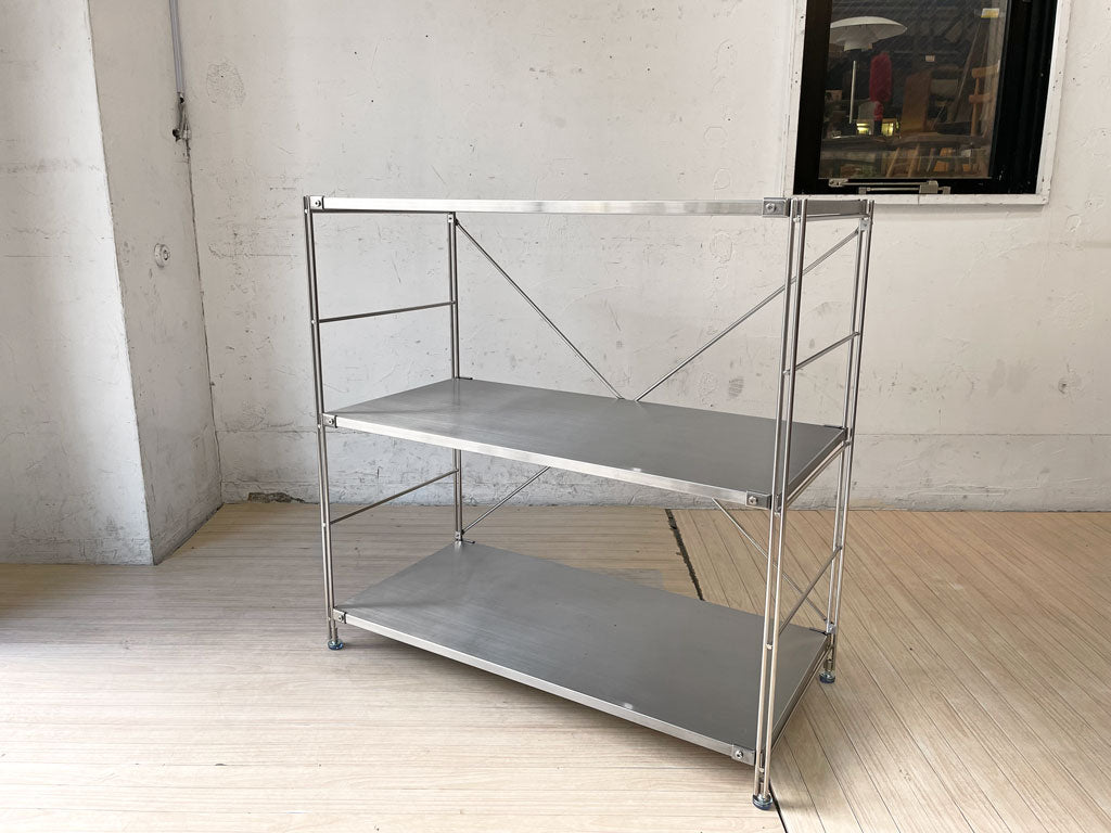 無印良品 MUJI ステンレスユニットシェルフ ステンレス棚セット 小 ワイド 3段 収納家具 定価￥18,900- 中古品 買い取りしました。