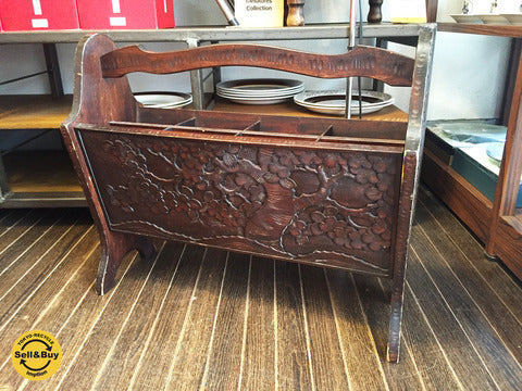 伝統工芸品 民芸家具 軽井沢彫 木製 スリッパラック 桜模様 手彫り ～ 日本を代表する伝統工芸品！趣ある佇まいに魅了される。 【買取と販売とレンタルのお店】