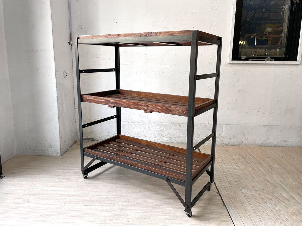クラッシュゲート CRASH GATE ノットアンティークス Knot Antiques リストシェルフ 3段 キャスター付き カート ワゴン 古材 × アイアン 中古品 買い取りしました。