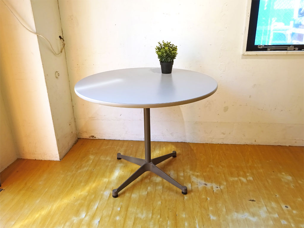 ハーマンミラー Herman Miller コントラクトテーブル Φ90cm チャールズ & レイ イームズ ミッドセンチュリー グレー×ライトブラウンベース 中古品 買い取りしました。