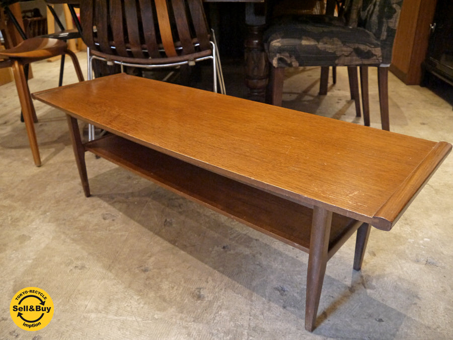 UKビンテージ ローテーブル センターテーブル ラック付き W113cm スリム 長方形 中古品 買い取りしました！ 自由が丘店 出張買取もお任せください。