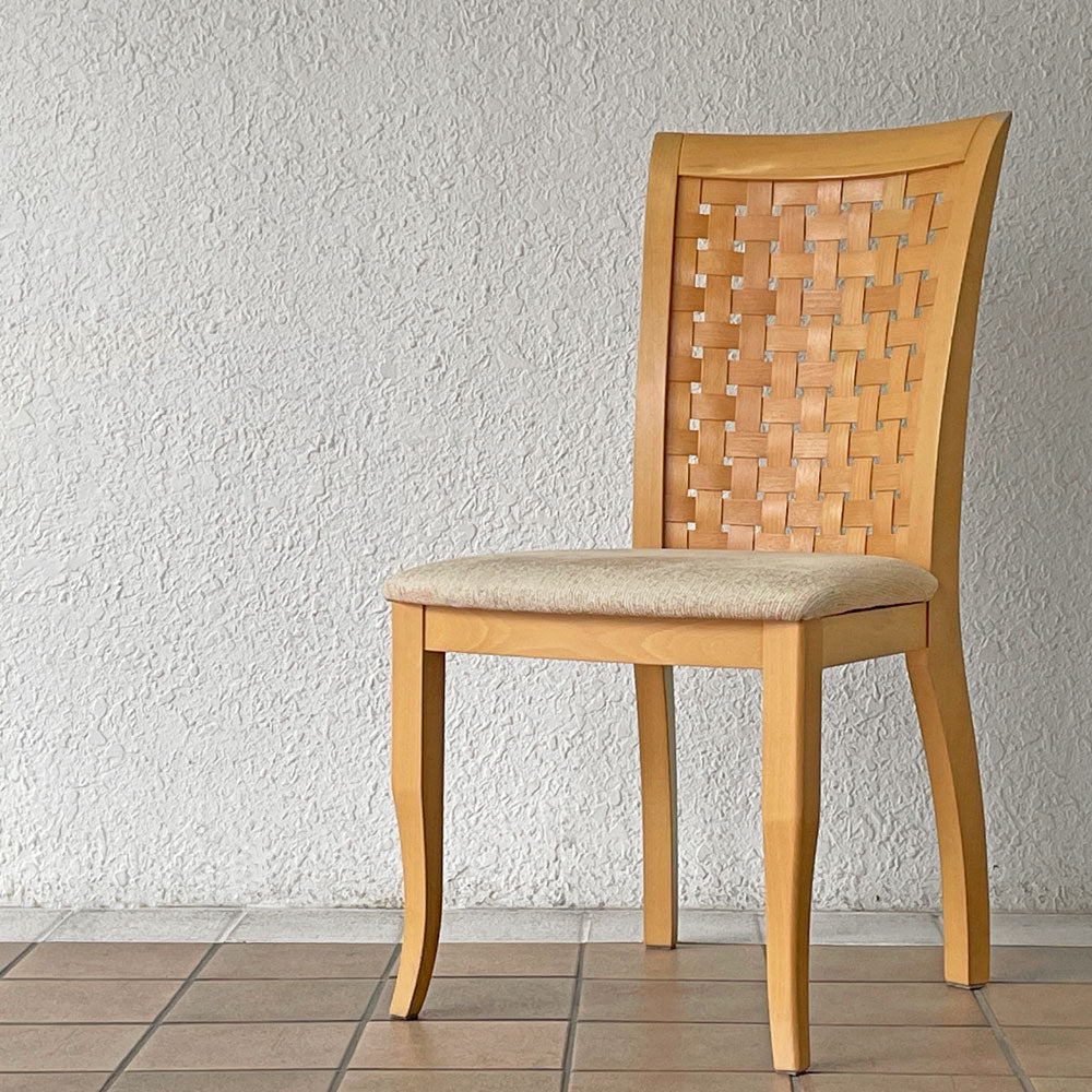  【用賀店】カリガリス Calligaris ダイニングチェア ハイバック ビーチ材 編み込み ファブリック ナチュラルモダン A&B 計2脚 買取させていただきました。