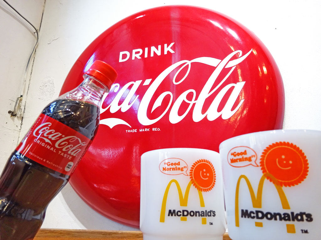 コカ・コーラ Coca Cola ビンテージ ホーロー看板 オーナメント 丸型 80cm 昭和レトロ ～赤いパッケージの美味しいやつ～