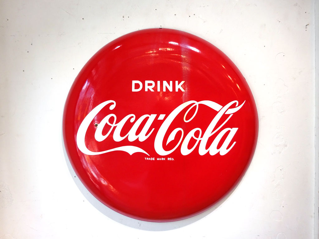 コカ・コーラ Coca-Cola ブリキ看板 ビンテージ 直径81cm レトロ 下北沢店 中古品 買い取りしました。