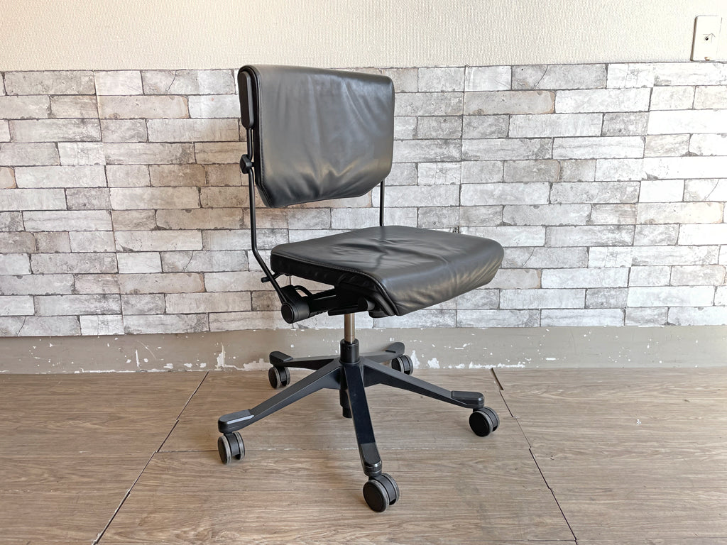 ジロフレックス giroflex ワークチェア 33-3277 デスクチェア タスクチェア アームレス ミドルバック レザーシート ブラック グッドデザイン賞 C 祖師谷店 中古品 買い取りしました。