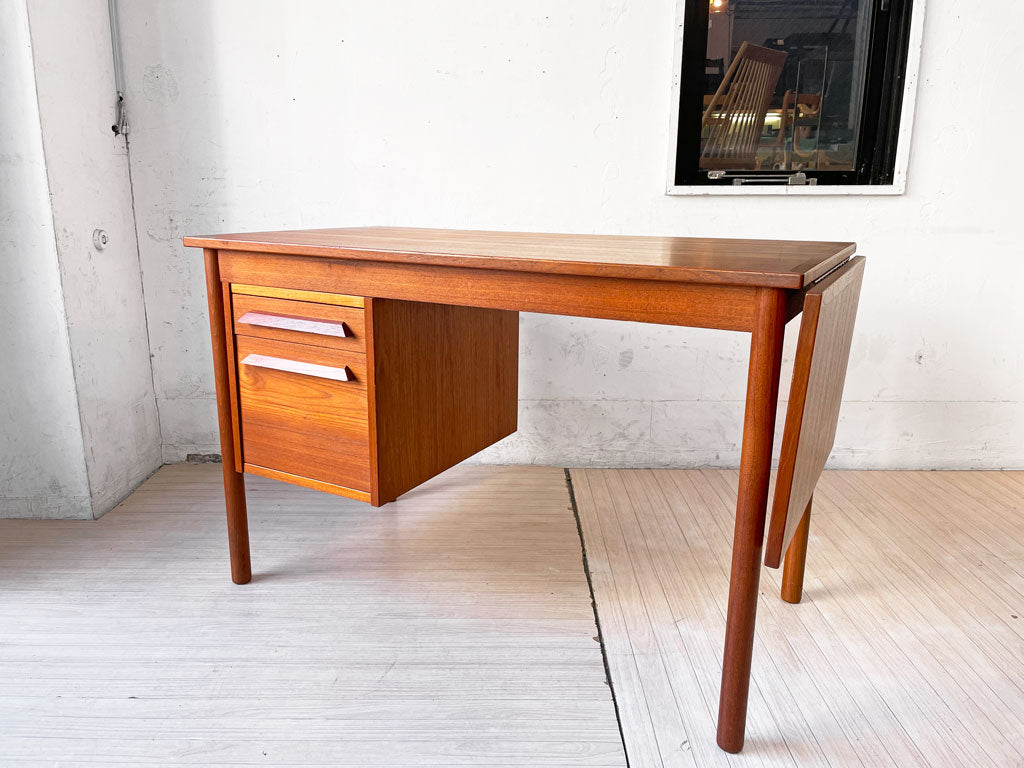 北欧ビンテージ Scandinavian Vintage チーク材 デスク バタフライ エクステンション EX 伸長式 片袖机 北欧家具 中古品 買い取りしました。