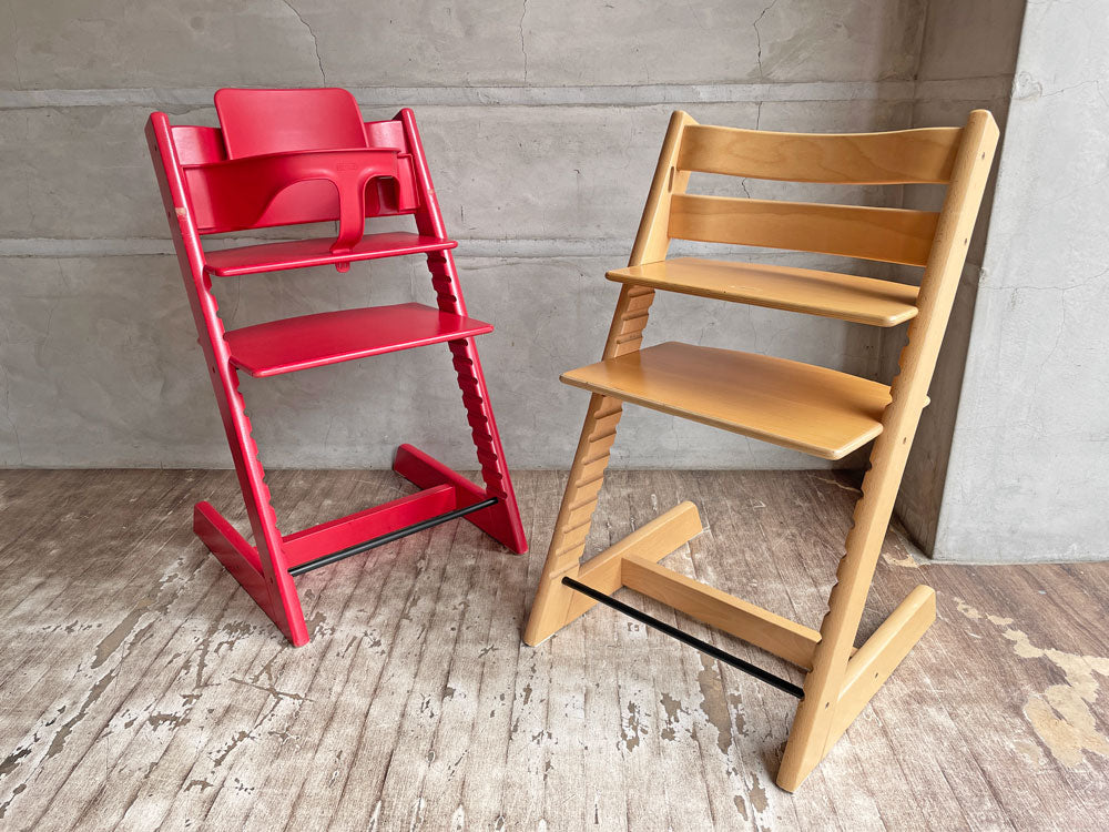 ストッケ STOKKE トリップトラップ TRIPP TRAPP ベビーチェア ベビーガード&バックレスト付き レッド＆ナチュラル キッズチェア S/N3～ 中古品 買い取りしました。