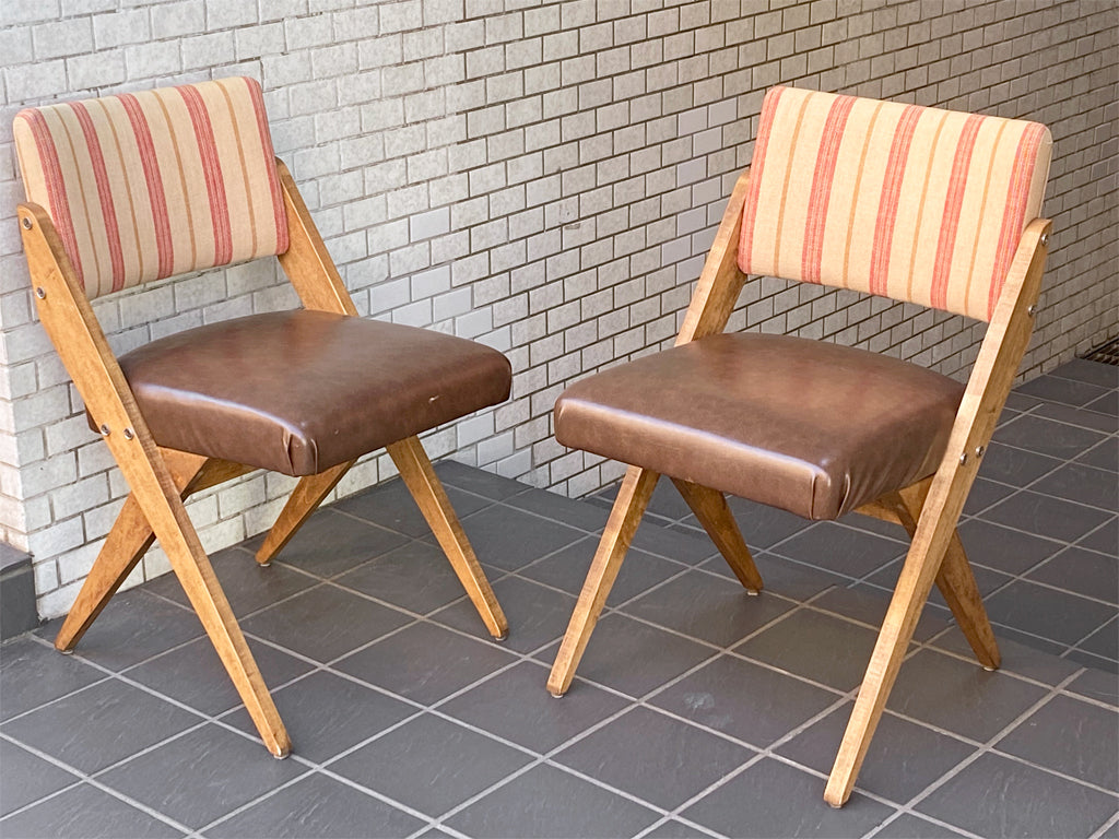 コンプレックス COMPLEX スパイチェア SPY CHAIR ダイニングチェア メープル材 ストライプ柄 ファブリック × PVCレザー  中古品 買い取りしました。
