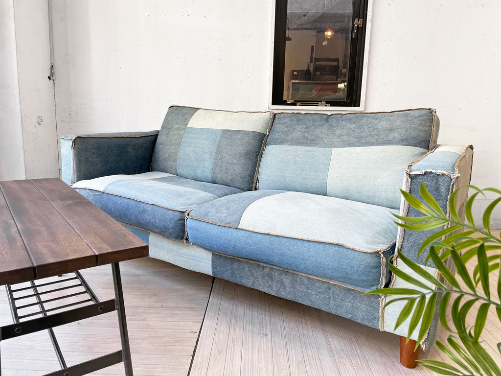 ビメイクス BIMAKES カリフォルニア50's ソファ 3人掛け 3P パッチワークデニム CALIFORNIA50's SOFA Patchwork-DENIM 定価 ￥148,500- ～これ一台で憧れの西海岸インテリアに～