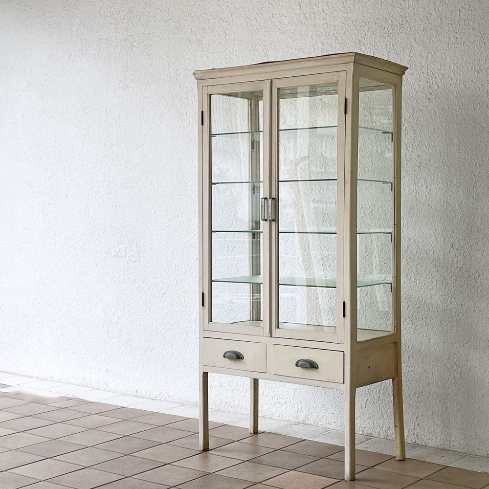  【用賀店】ジャパンビンテージ vintage 木製ケビント ドクターキャビネット 抽斗2杯 キュリオケース 飾り棚 ホワイトペイント 買取させていただきました。