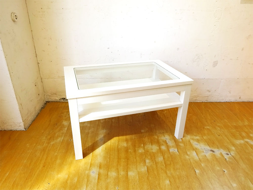 モモナチュラル Momo natural シエル CIELE ローテーブル センターテーブル ガラストップ パイン材 ホワイト 中古品 買い取りしました。