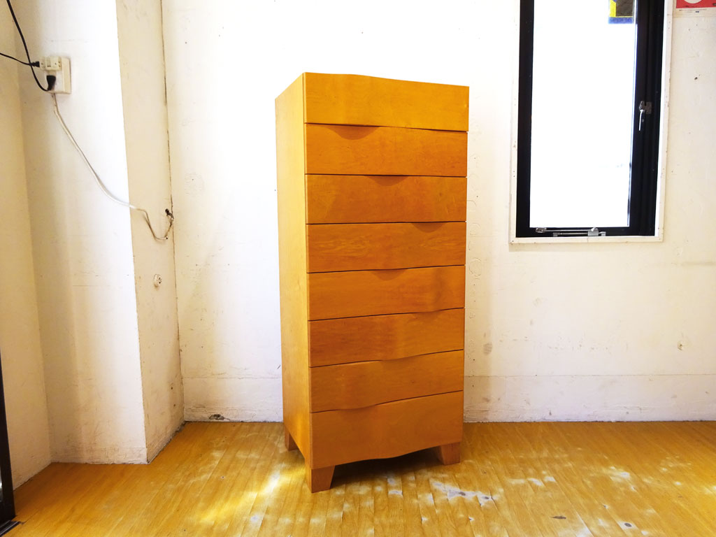 イデー IDEE ウェーブ トール チェスト メープル WAVE TALL CHEST Maple 8杯 ナチュラル 定価23.1万円 希少 廃番 中古品 買い取りしました。