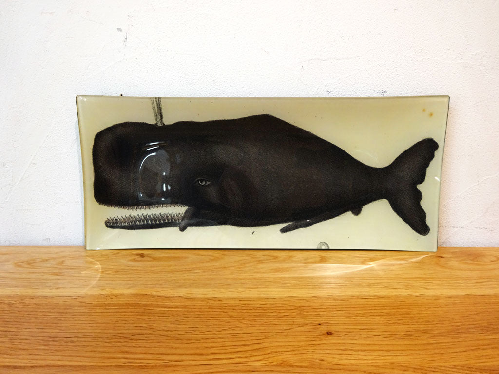 ジョン・デリアン JOHN DERIAN クジラ デコパージュプレート 飾り皿 ガラス スクエア アメリカ製 ホエール 鯨 中古品 買い取りしました。