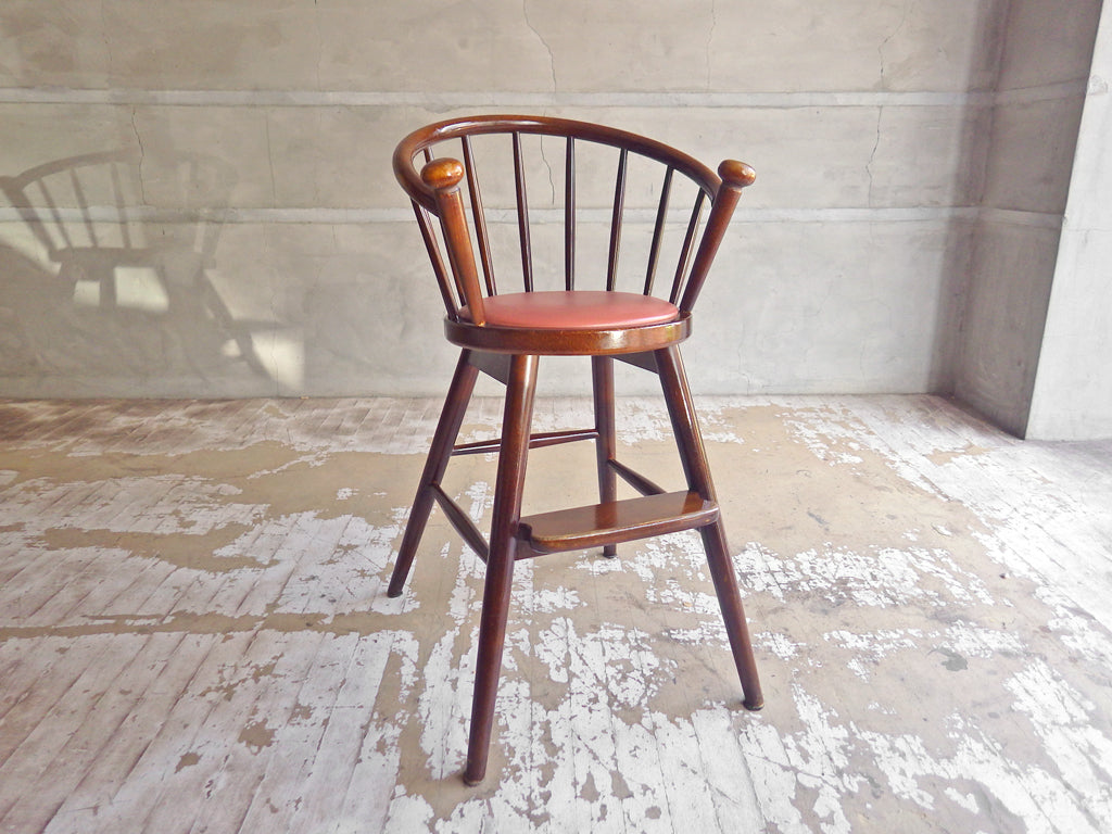 秋田木工 Akimoku ビンテージ ベビーチェア ハイタイプ No.43 ブナ材 × PVC ソフトレザー 曲木 中古品 買い取りしました。