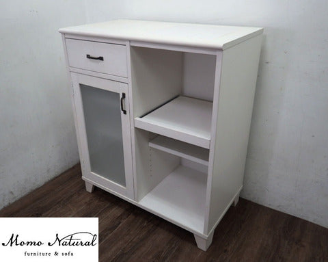 MOMO Natural モモナチュラル LAND ランド スライド棚 キッチンカウンター ～ホワイトカラーの清潔感を感じさせるオシャレで可愛らしいキッチンカウンター【買取と販売とレンタルのお店】