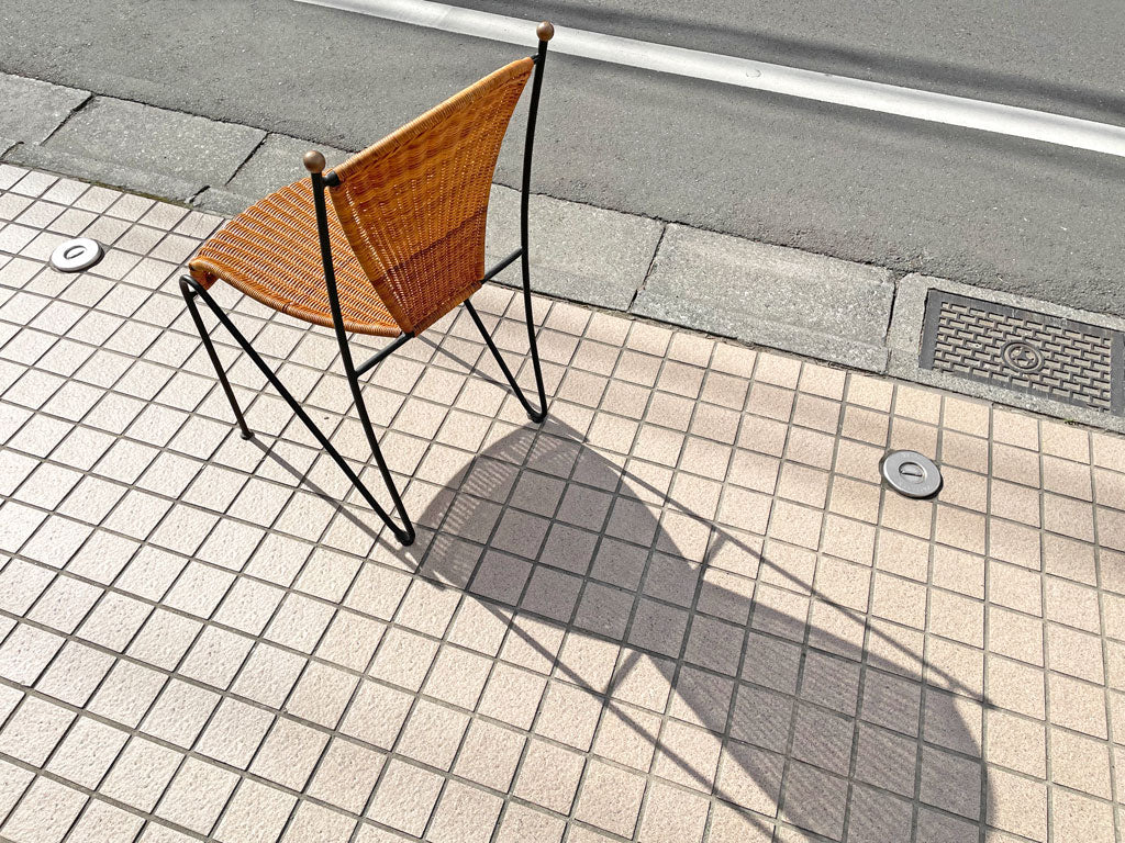 フレデリック・ワインバーグ Frederick Weinberg ウィッカーアイアンチェア ガーデンチェア ダイニングチェア スタッキング ラタン USビンテージ ミッドセンチュリー 希少 ～波の隙間にひそむ美～