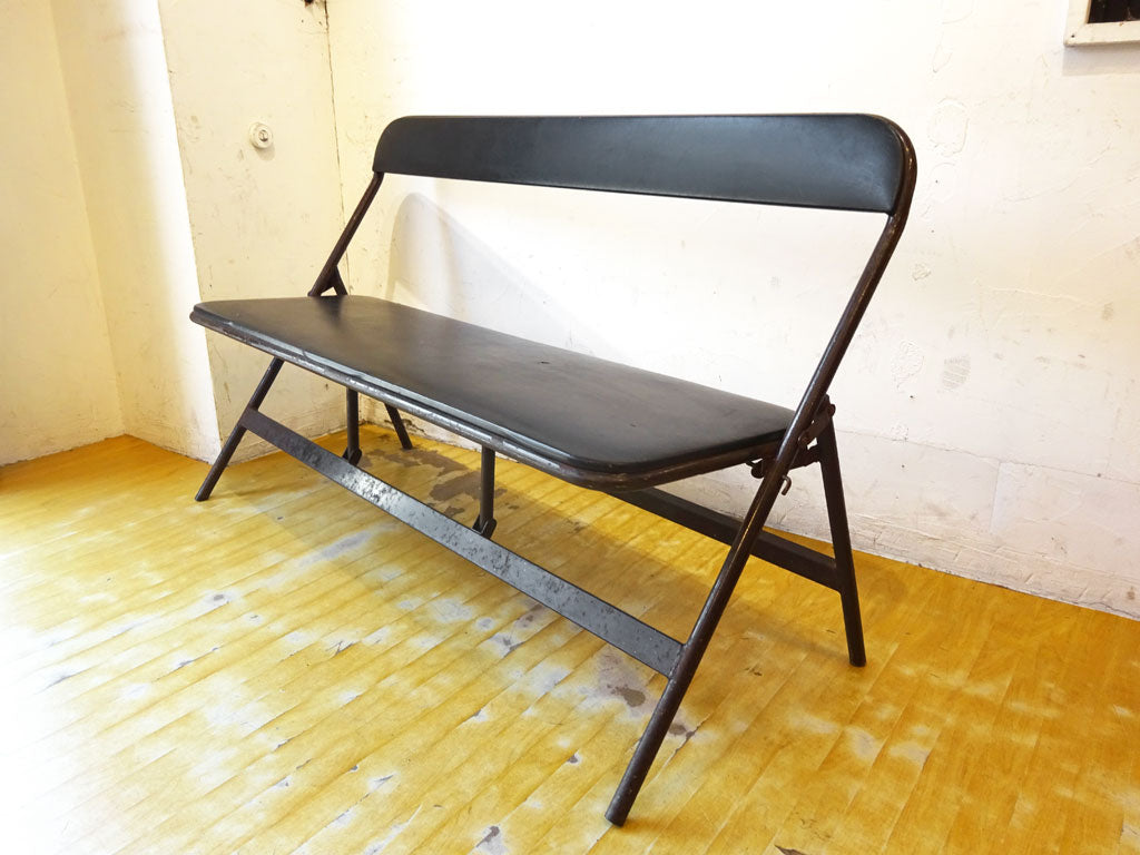 ビンテージ フォールディング 2シーター ベンチチェア 2人掛け BENCH CHAIR PVCレザーｘスチールフレーム 折畳 下北沢店 中古品 買い取りしました。
