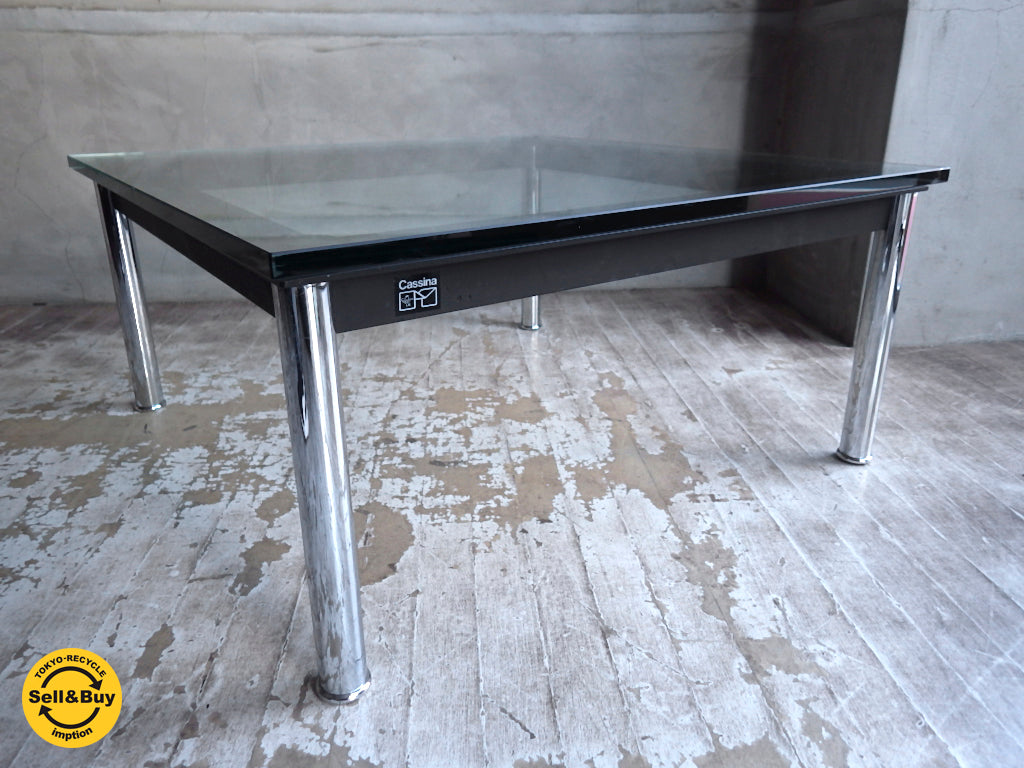 カッシーナ Cassina LC10-P ガラス リビング センターテーブル ローテーブル ル・コルビュジエ デザイン 　中古品 買い取りしました。学芸大学店 出張買取もお任せ下さい。
