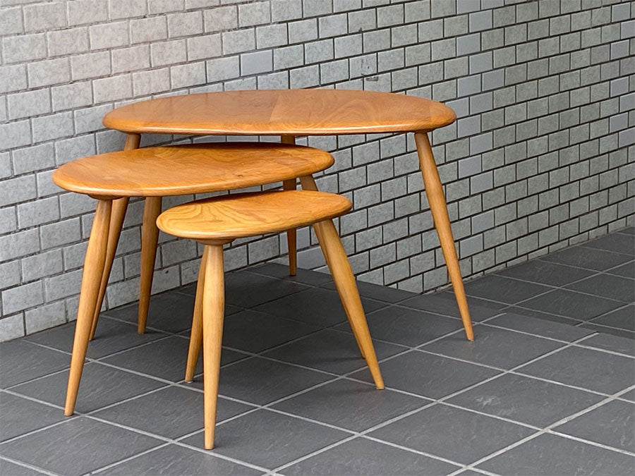 アーコール Ercol ネストテーブル nest of tables ペブルテーブル トリオ エルム材 UKビンテージ 英国 イギリス ～伝統への挑戦～