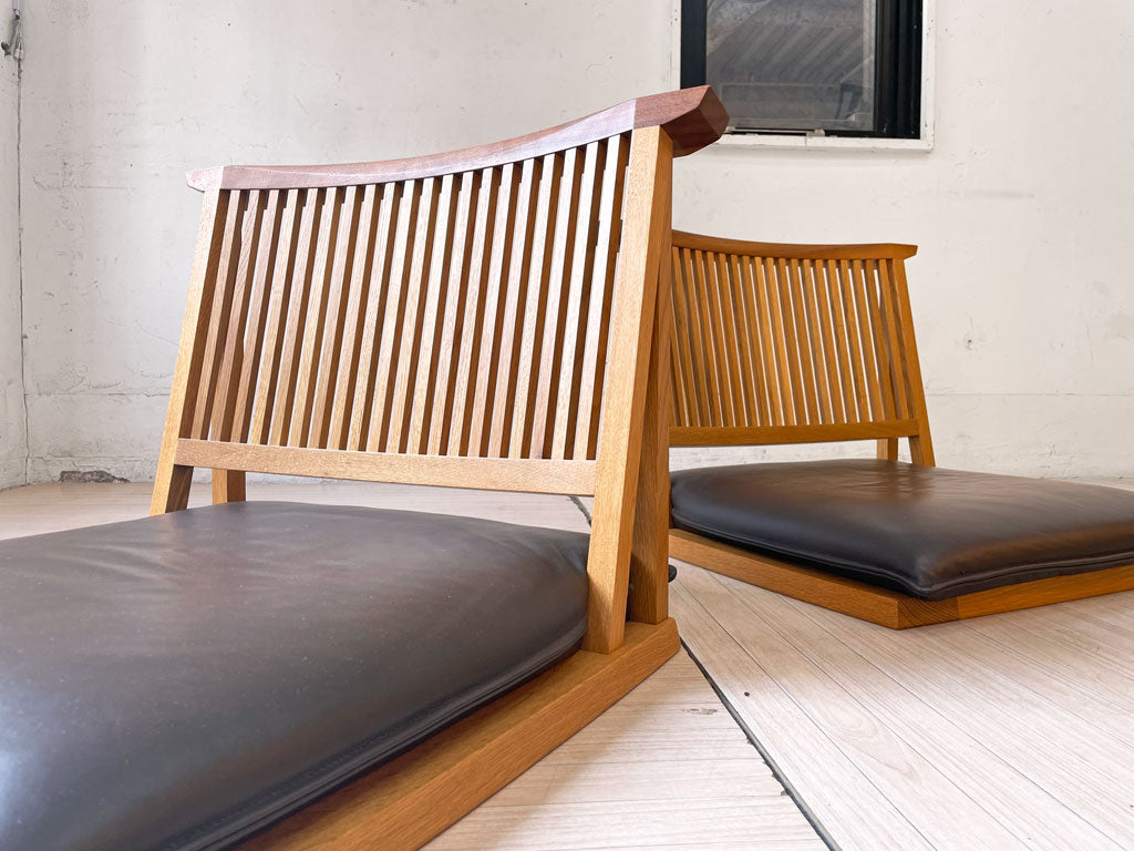 高山ウッドワークス WAZA W580K 座椅子 ウォールナット材×オーク材 岩倉榮利 格子デザイン 和モダン 参考定価 ¥105,600- ～ 床に座る名作椅子 ～