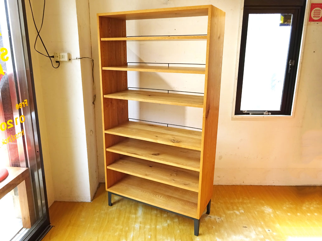 トラックファニチャー Truck furniture FMシリーズ オープンシェルフ 7段 ナラ無垢材 可動棚5段 スチールレッグ アジャスター 中古品 買い取りしました。