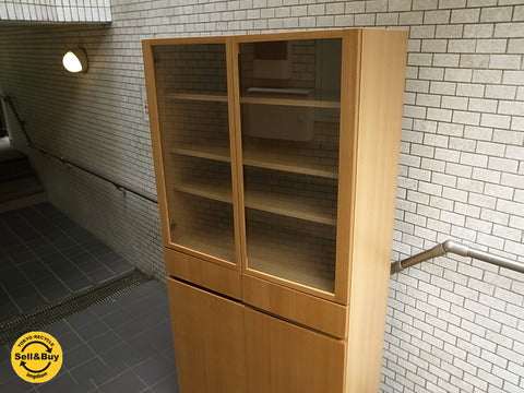 MUJI 無印良品 タモ材 カップボード キャスターワゴン付き 食器棚 ～ 魅せる・隠すを両立した実用性のあるカップボード 【買取と販売とレンタルのお店】