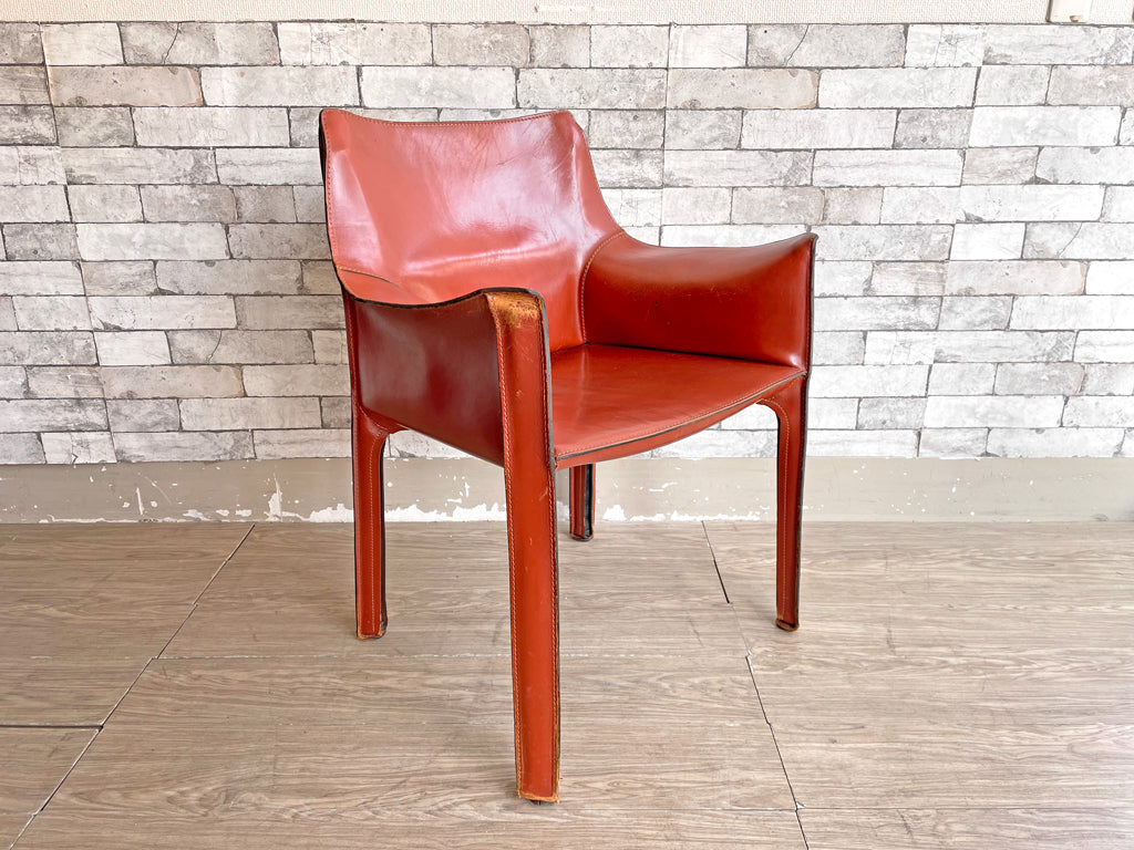 カッシーナ Cassina 413 CAB アームチェア キャブチェア 本革 マリオ・ベリーニ イタリア モダンデザイン 定価￥356,400- 中古品 買い取りしました。
